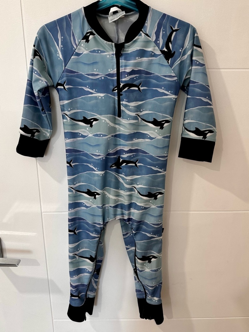 Honeysuckle Swim Company size 2T Kids Blue Orca Wave One-Piece Swimsuit